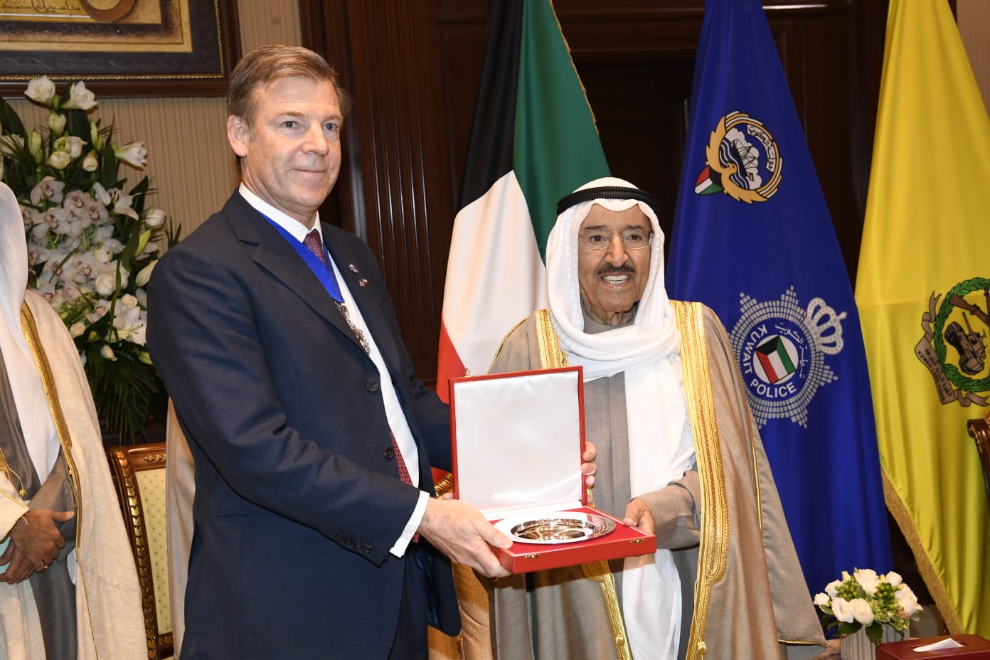 The Lord Mayor of London, William Russell, meets Kuwait’s then head of state, Emir Sabah al-Sabah, February 2020, during a visit to the Gulf dictatorship. (Photo: Lord Mayor / Twitter)