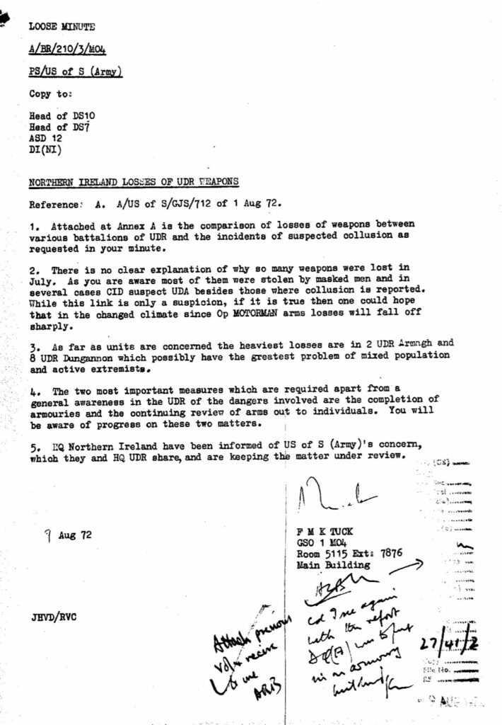 A Ministry of Defence declassified file