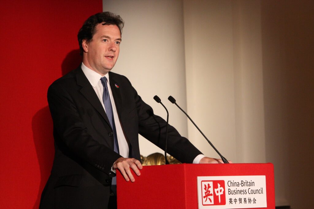 George Osborne, then Chancellor of the Exchequer, speaks at the China-Britain Business Council banquet in London, 8 September 2011. (Photo: UK Foreign Office)