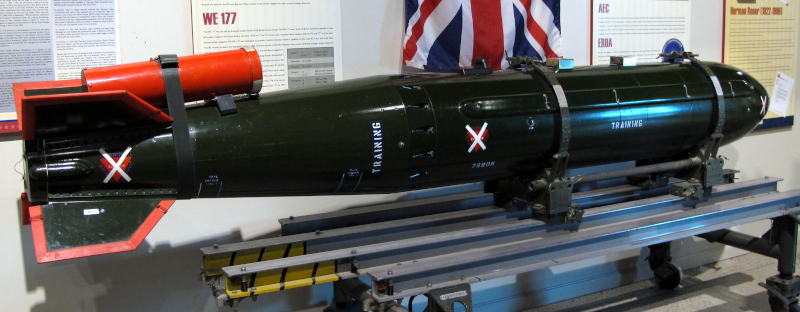 A WE 177 bomb at the National Museum of Nuclear Science & History (Photo: Kelly Michals / CC)