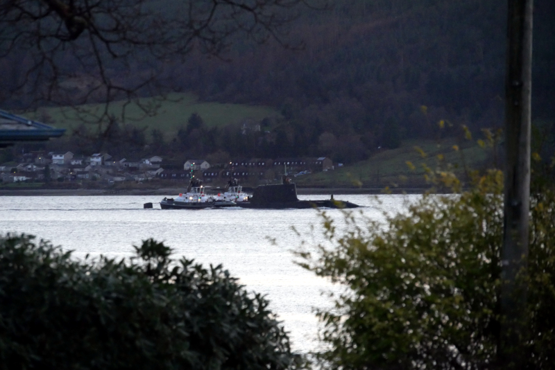 An Astute-class submarine approaches Faslane (Photo: Phil Miller / DCUK)