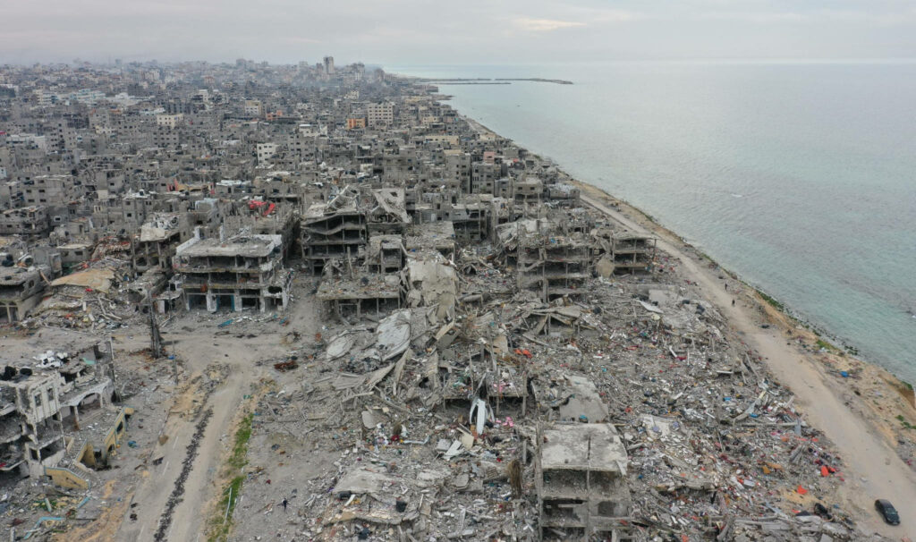 An over head image showing the devastation in Gaza.