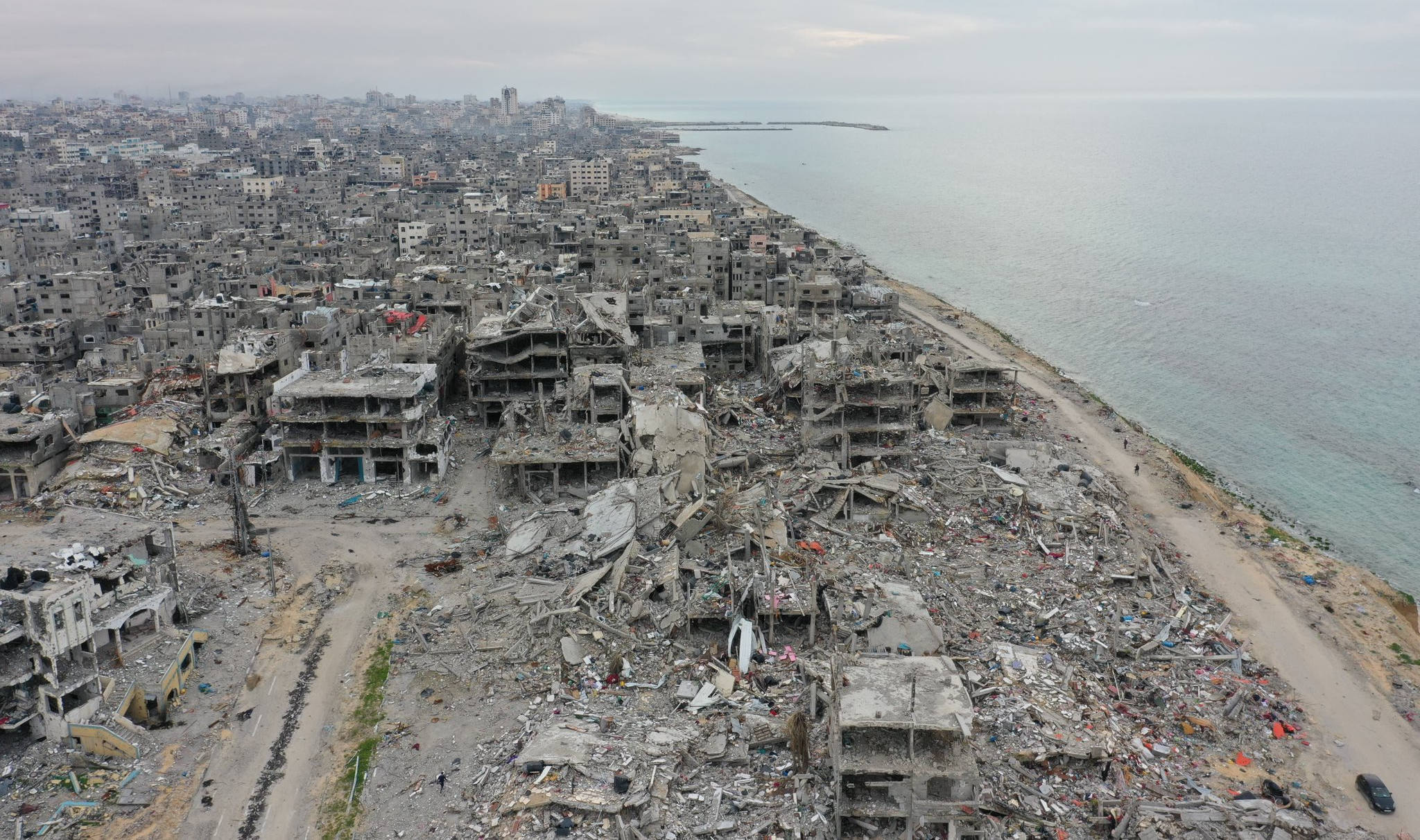 An over head image showing the devastation in Gaza.