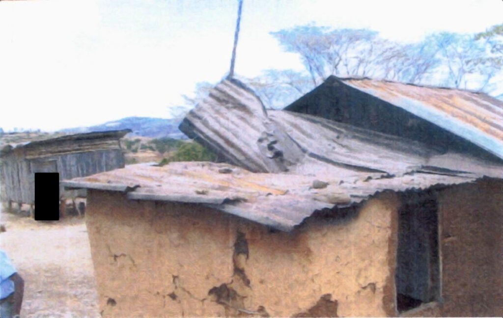 The blast blew off Robert’s roof. (Photo: MoD disclosure to DCUK)