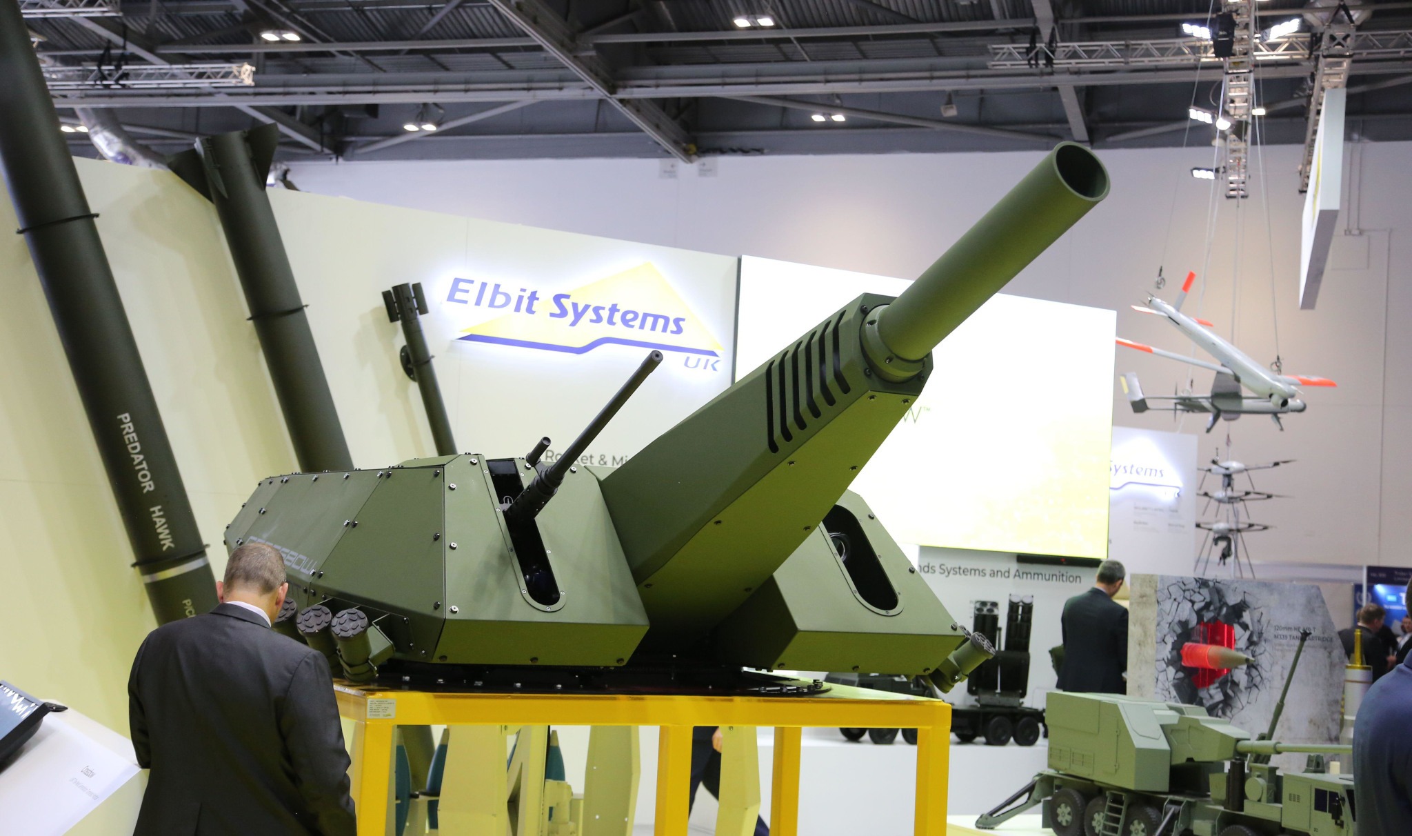 London, United Kingdom. 12th Sep, 2023. Arms manufacturers from all over the globe present their products at the DSEI London 2023 with an emphasis on air defence and autonomous vehicles. Credit: Uwe Deffner/Alamy Live News Elbit supplies 85% of the drones used by Israel’s military. (Photo: Uwe Deffner / Alamy)