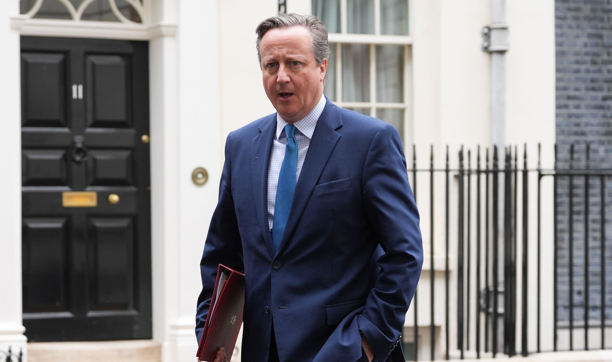 Cameron leaves Downing Street after a July 2024 Cabinet meeting (Photo: Lucy North / Alamy)