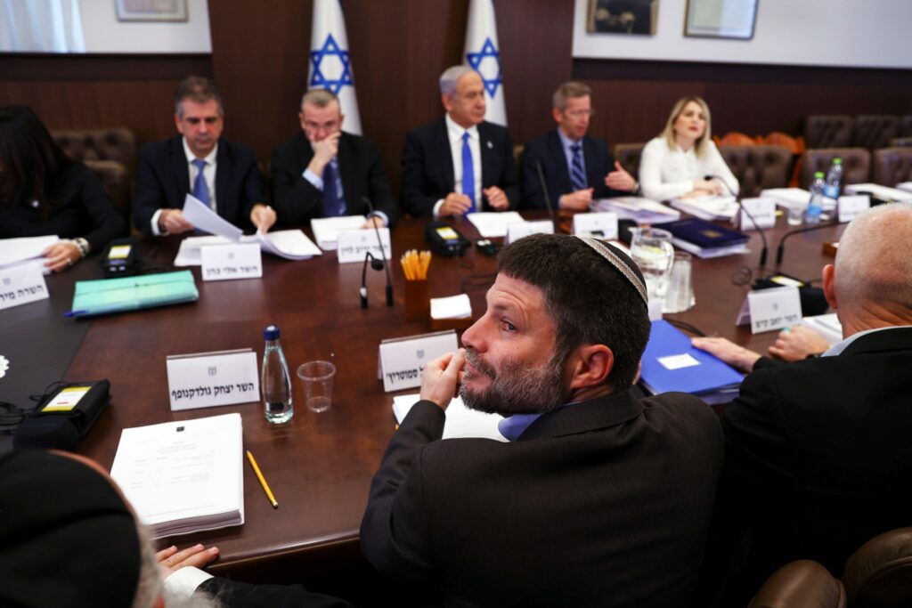 Israeli finance minister Bezalel Smotrich at a 2023 cabinet meeting (Photo: Alamy / Ronen Zvulun)